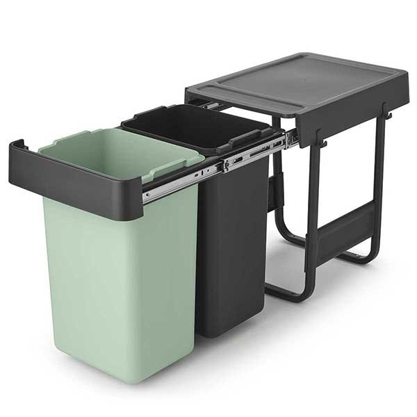 Brabantia SORT & GO צמד פחי הפרדה 2*16 ליטר מינט / אפור דגם Y-110023