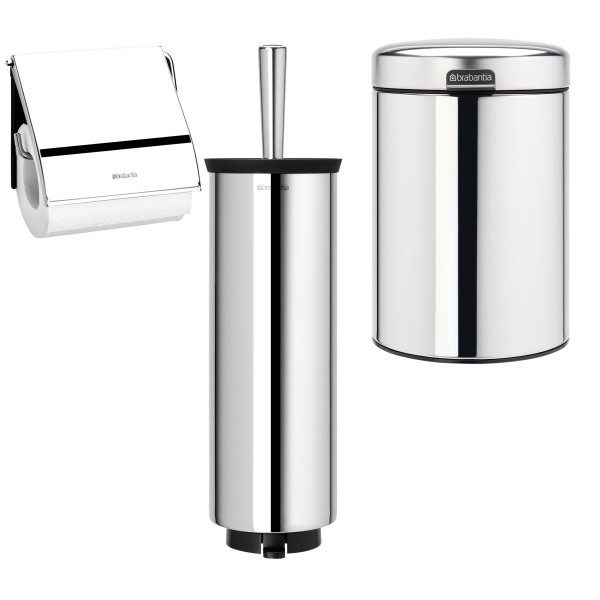 סט לשירותים, נתלה Brabantia: פח נתלה 3 ליטר NewIcon + מברשת אסלה עם אפשרות תלייה ברבנטיה